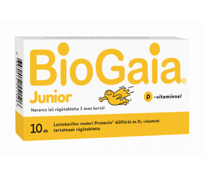 Biogaia Junior rágótabletta +D-vitamin narancs