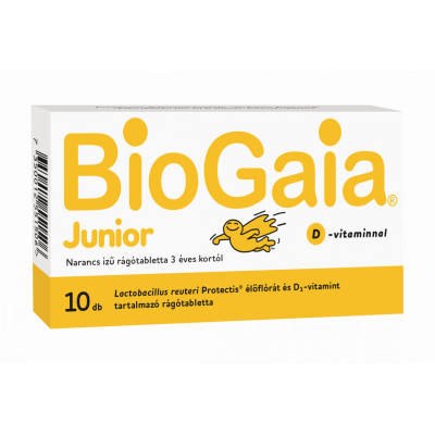 Biogaia Junior rágótabletta +D-vitamin narancs, 10X kiszerelés