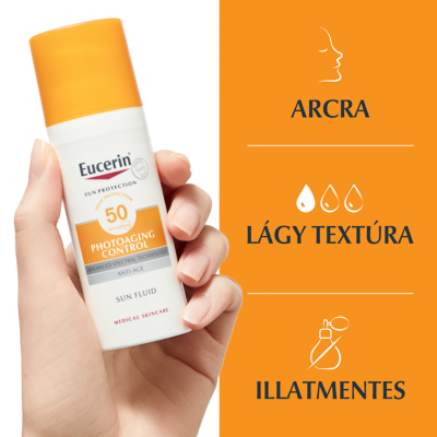 Eucerin Sun Photoaging Control napozó fluid arcra SPF50+