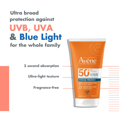 Avéne Suncare Intense Protect napvédő fluid arcra és testre SPF50+