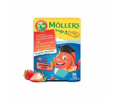 Möller's Omega-3 halacska gumivitamin eper ízben