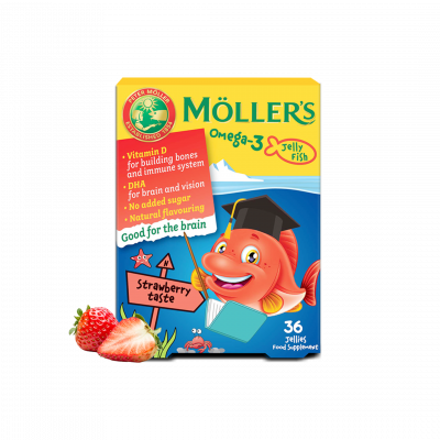 Möller's Omega-3 halacska gumivitamin eper ízben