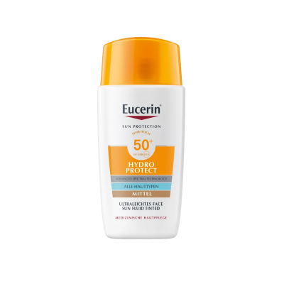 Eucerin Sun Hydro-Protect Ultrakönnyű színezett napozó fluid arcra SPF 50+ Medium