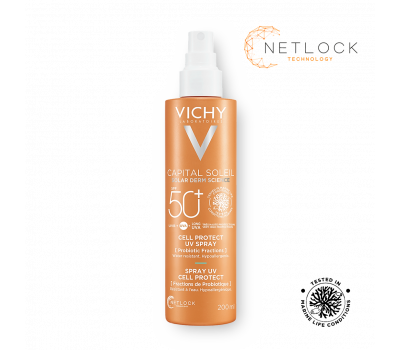 Vichy Capital Soleil bőrsejtvédő vizes fluid spray arcra és testre SPF50+
