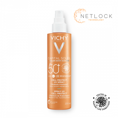 Vichy Capital Soleil bőrsejtvédő vizes fluid spray arcra és testre SPF50+