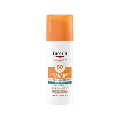 Eucerin Sun Oil Control színezett napozó gél-krém arcra medium SPF50+