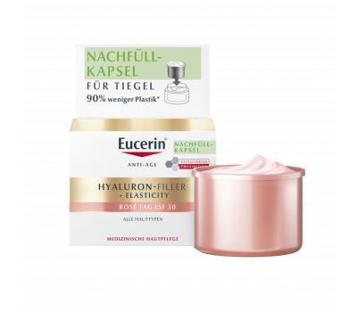 Eucerin Hyaluron-Filler + Elasticity Bőrtömörséget Regeneráló Nappali Arckrém Rose SPF30 öko-utántöltő