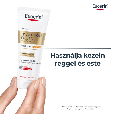Eucerin Hyaluron-Filler + Elasticity pigmentfolt halványító és bőrfiatalító kézkrém SPF30