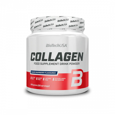 BiotechUSA Collagen hidrolizált kollagén italpor fekete málna ízesítésben