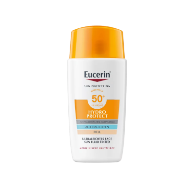 Eucerin Sun Hydro-Protect Ultrakönnyű színezett napozó fluid arcra SPF 50+ Light