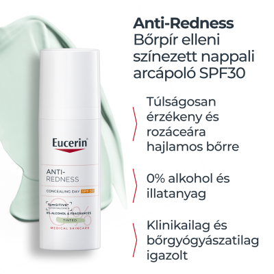Eucerin Anti-Redness bőrpír elleni színezett nappali arcápoló krém SPF30