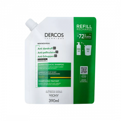 Vichy Dercos DS korpásodás elleni sampon utántöltő - száraz hajra, 390ML kiszerelés