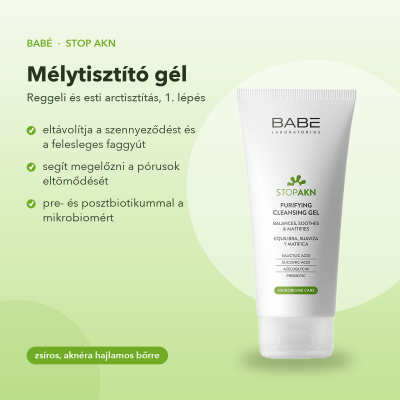 Babé Stop AKN mélytisztító gél (Purifying Cleansing gel), 200ML kiszerelés