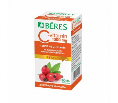 Béres C-vitamin 1000mg retard filmtabletta csipkebogyó kivonattal +2000NE D3-vitamin