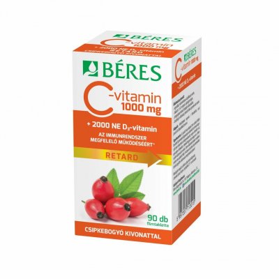 Béres C-vitamin 1000mg retard filmtabletta csipkebogyó kivonattal +2000NE D3-vitamin
