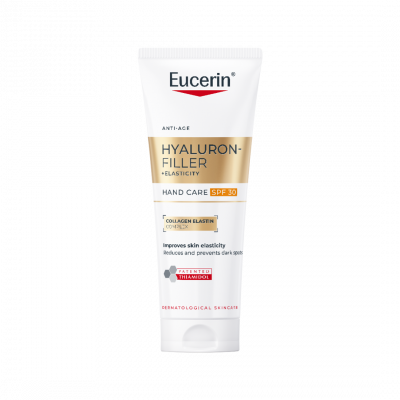 Eucerin Hyaluron-Filler + Elasticity pigmentfolt halványító és bőrfiatalító kézkrém SPF30