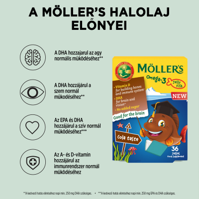 Möller's Omega-3 halacska gumivitamin kóla ízben