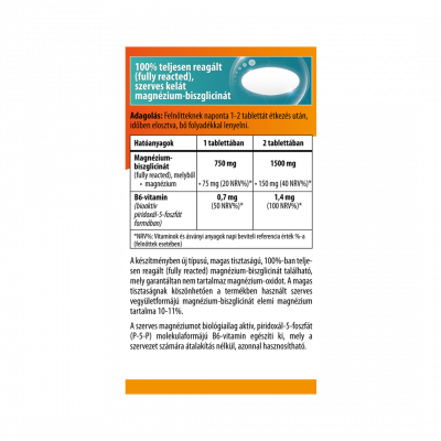 Bioco Magnézium-biszglicinát + bioaktív B6-vitamin tabletta MEGAPACK