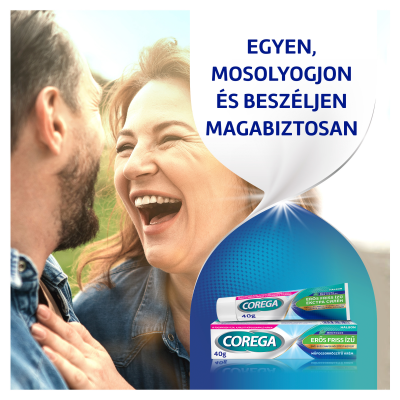 Corega Erős Friss Ízű mentolos műfogsorrögzítő krém
