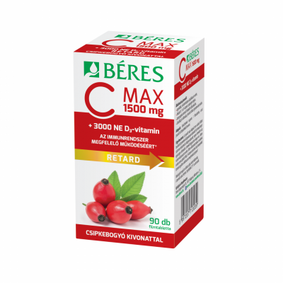 Béres C MAX 1500 mg retard filmtabletta csipkebogyó kivonattal +3000NE D3-vitamin