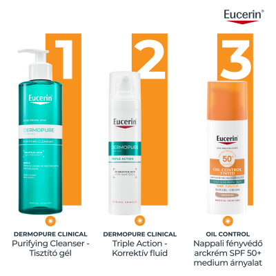 Eucerin Sun Oil Control színezett napozó gél-krém arcra medium SPF50+