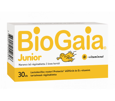 Biogaia Junior rágótabletta +D-vitamin narancs