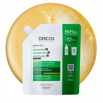 Vichy Dercos DS korpásodás elleni sampon utántöltő - száraz hajra, 390ML kiszerelés
