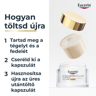 Eucerin Hyaluron-Filler + Elasticity Bőrtömörséget regeneráló nappali arckrém SPF30 öko-utántöltő
