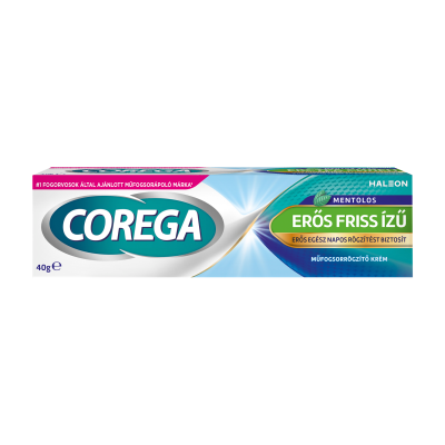 Corega Erős Friss Ízű mentolos műfogsorrögzítő krém