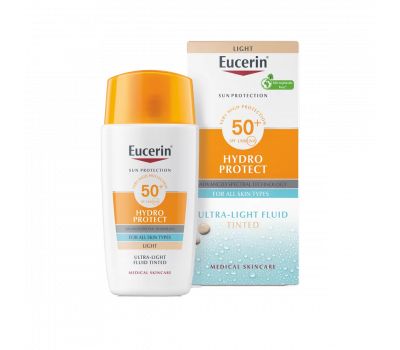 Eucerin Sun Hydro-Protect Ultrakönnyű színezett napozó fluid arcra SPF 50+ Light