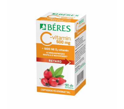 Béres C-vitamin 500mg  retard filmtabletta csipkebogyó kivonattal +1000NE D3-vitamin