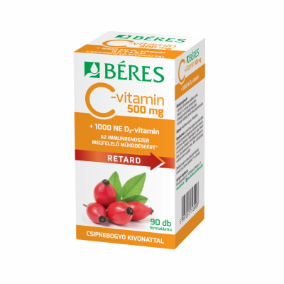 Béres C-vitamin 500mg  retard filmtabletta csipkebogyó kivonattal +1000NE D3-vitamin
